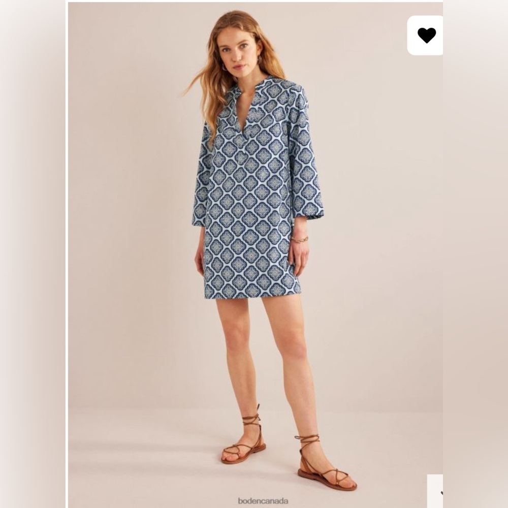 Boden Notch Neck Mini Shift Tunic Dress NWT